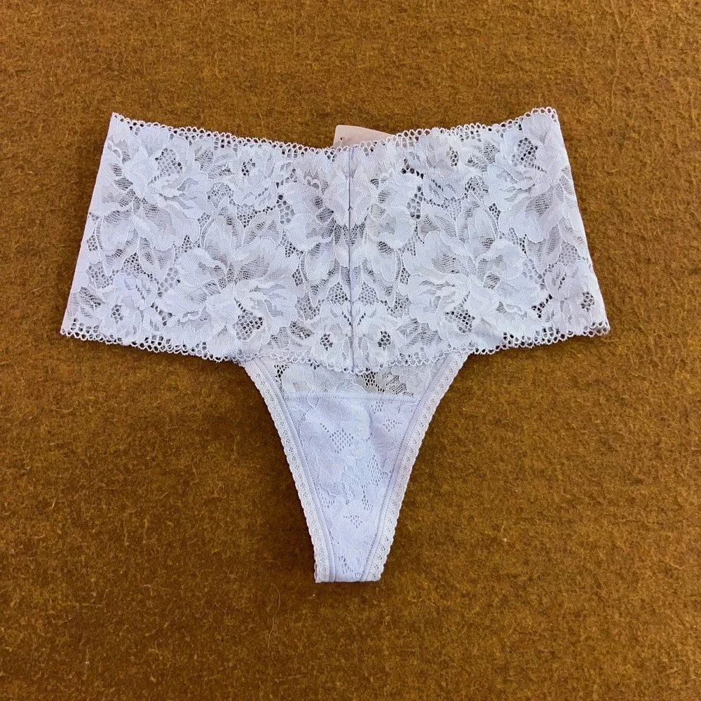 Soma Womens Small Blue Brown Embraceable High Waist Lace Thong Underwear 2pk NWT